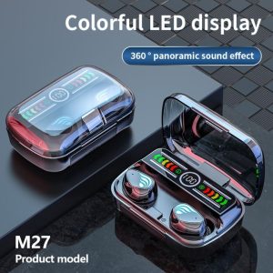M27 TWS Wireless Bluetooth 5.3 Headphones Touch Control Stereo Earbuds With Digital LED Display